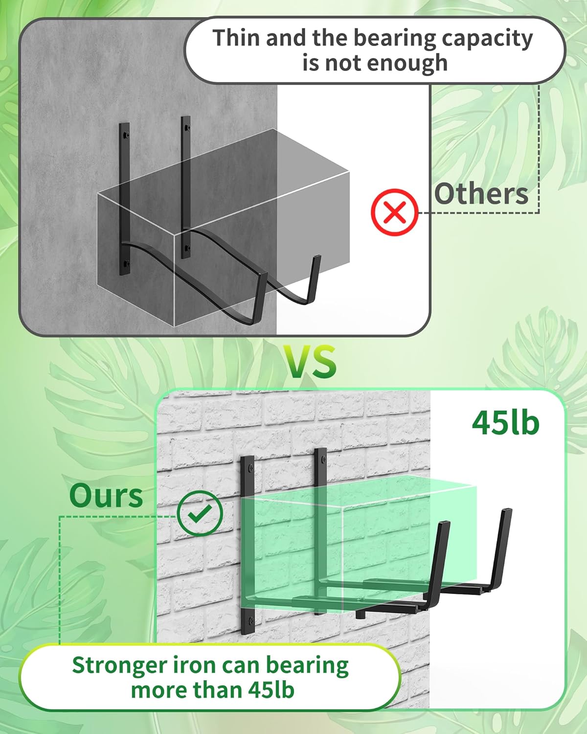 Y&M 6 PCS Adjustable Window Box Brackets for Planter Box, Heavy Duty Wall Mounted Hooks Hangers for Flower Baskets Holder Durable Brackets for Fence Patio Garden Balcony